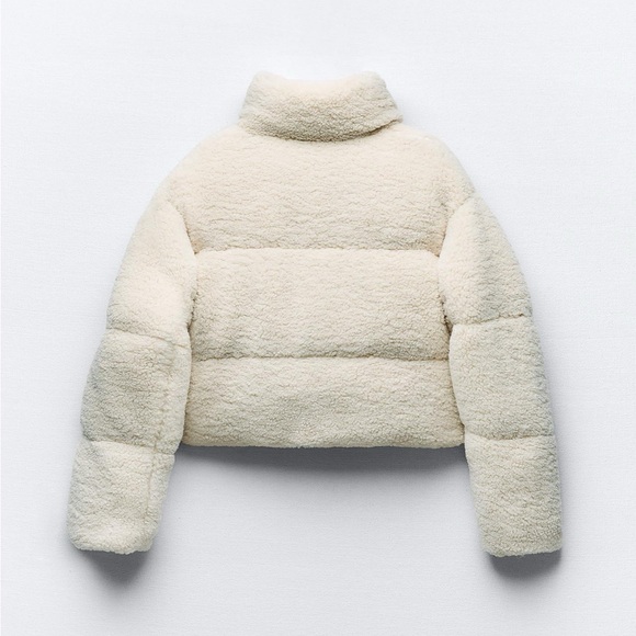Zara faux shearling quilted anorak 1255/826 XS teddy Sherpa winter jacket coat - Picture 2 of 13